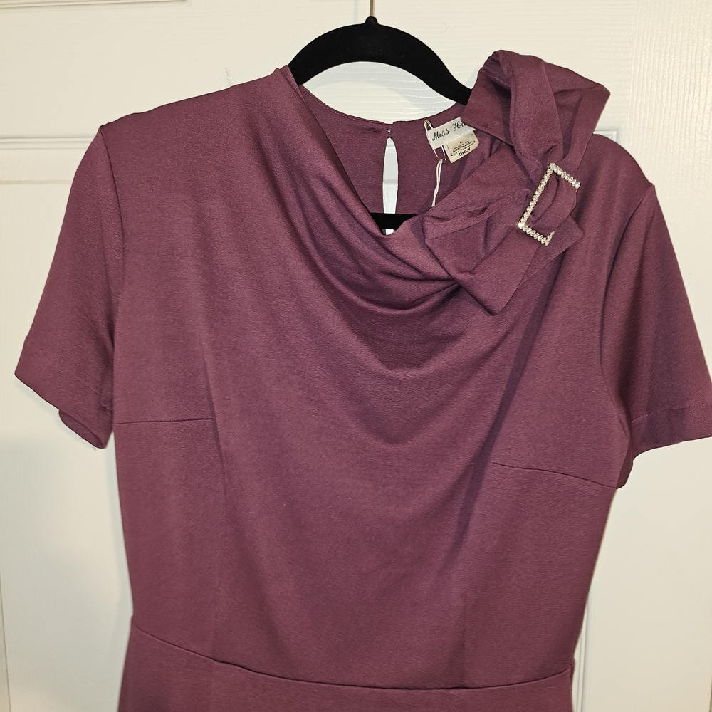 Miss Hussy Australia Plum Dress with Bow Accent Size Large